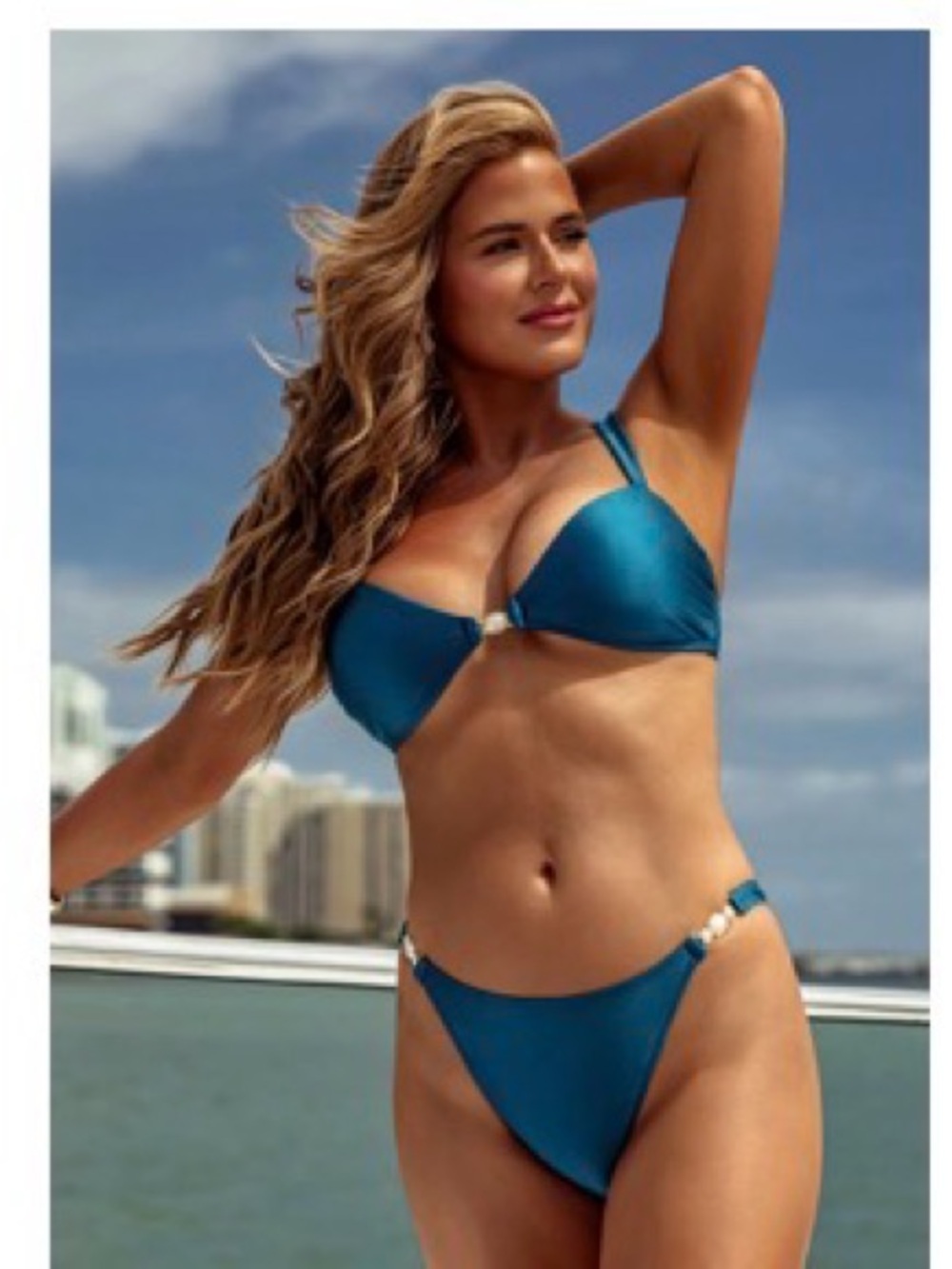 Cupshe x jojo washed ashore Teal Triangle Bikini Top